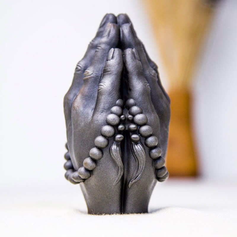 Buddha Stones手作り仏手 ナマステ 鉄粉 錆 鋳造 樹脂 像 装飾 - image 14