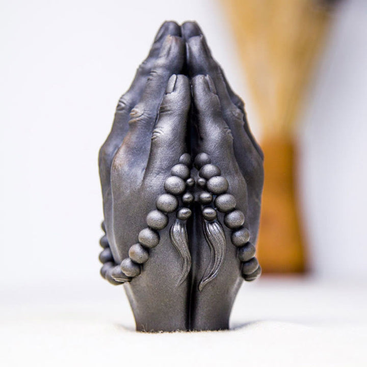 Buddha Stones手作り仏手 ナマステ 鉄粉 錆 鋳造 樹脂 像 装飾 - image 14