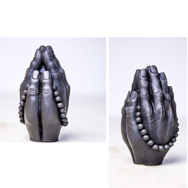 Buddha Stones手作り仏手 ナマステ 鉄粉 錆 鋳造 樹脂 像 装飾 - image 24