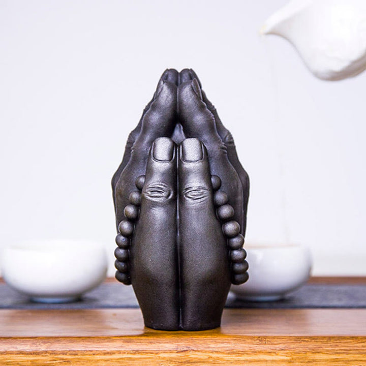 Buddha Stones手作り仏手 ナマステ 鉄粉 錆 鋳造 樹脂 像 装飾 - image 22