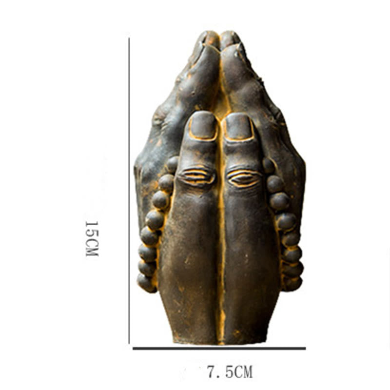 Buddha Stones手作り仏手 ナマステ 鉄粉 錆 鋳造 樹脂 像 装飾