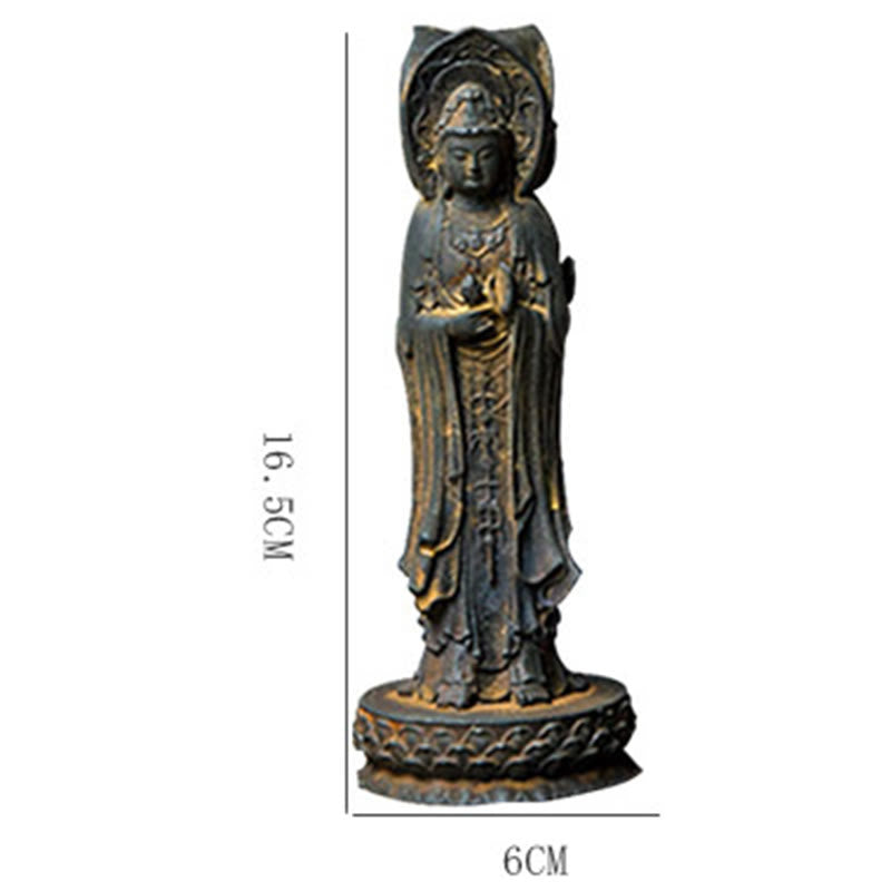 Buddha Stones三面観音 観音菩薩 鉄粉錆鋳造樹脂像 富の机上装飾 - image 12