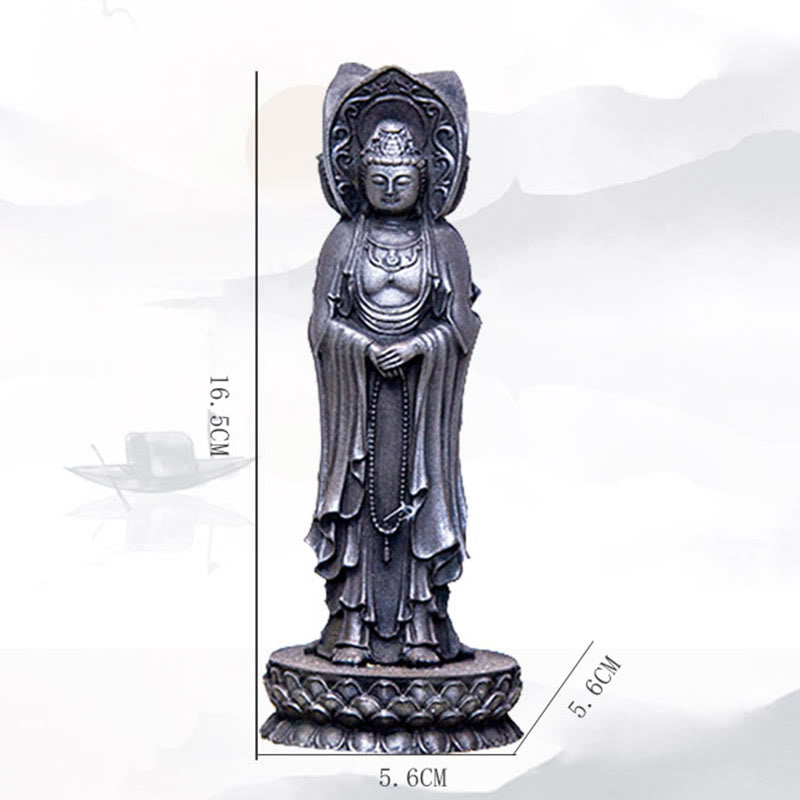 Buddha Stones三面観音 観音菩薩 鉄粉錆鋳造樹脂像 富の机上装飾 - image 25