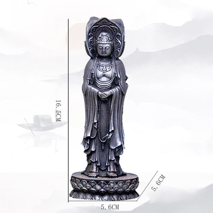 Buddha Stones三面観音 観音菩薩 鉄粉錆鋳造樹脂像 富の机上装飾 - image 25