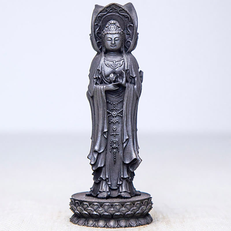 Buddha Stones三面観音 観音菩薩 鉄粉錆鋳造樹脂像 富の机上装飾 - image 18