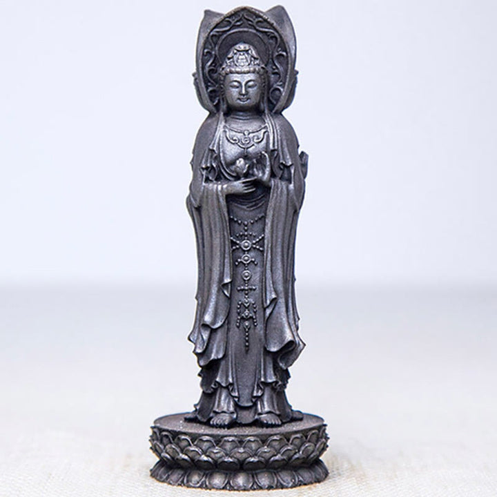 Buddha Stones三面観音 観音菩薩 鉄粉錆鋳造樹脂像 富の机上装飾 - image 18