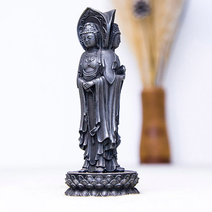 Buddha Stones三面観音 観音菩薩 鉄粉錆鋳造樹脂像 富の机上装飾 - image 16