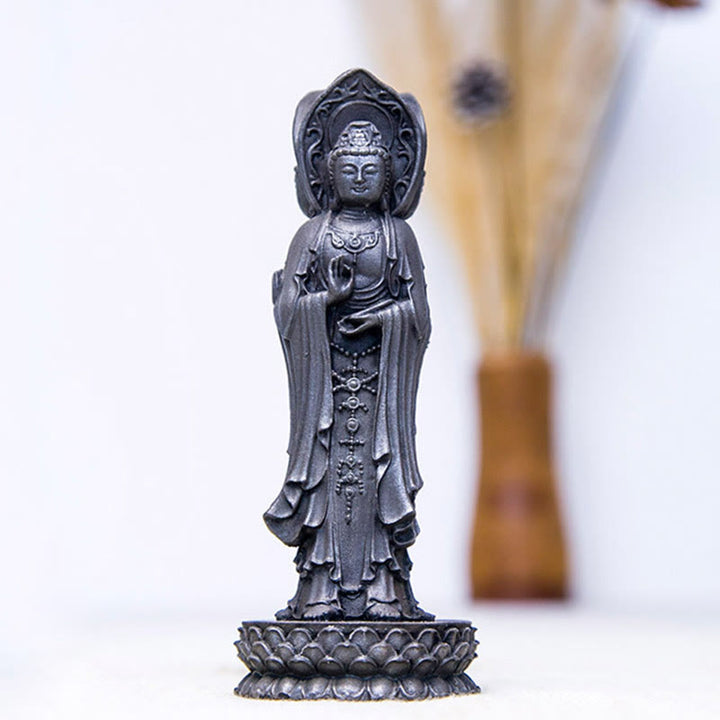 Buddha Stones三面観音 観音菩薩 鉄粉錆鋳造樹脂像 富の机上装飾 - image 22