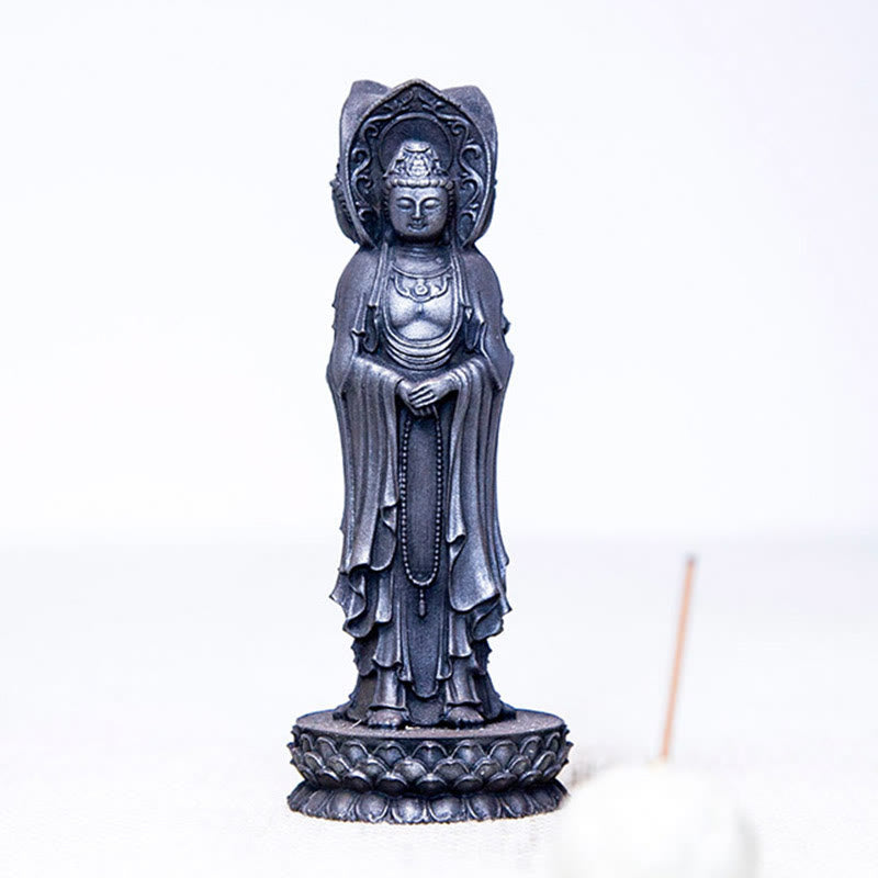 Buddha Stones三面観音 観音菩薩 鉄粉錆鋳造樹脂像 富の机上装飾 - image 23