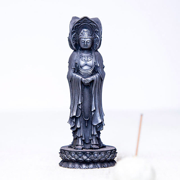 Buddha Stones三面観音 観音菩薩 鉄粉錆鋳造樹脂像 富の机上装飾 - image 23