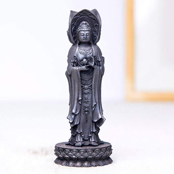 Buddha Stones三面観音 観音菩薩 鉄粉錆鋳造樹脂像 富の机上装飾 - image 21