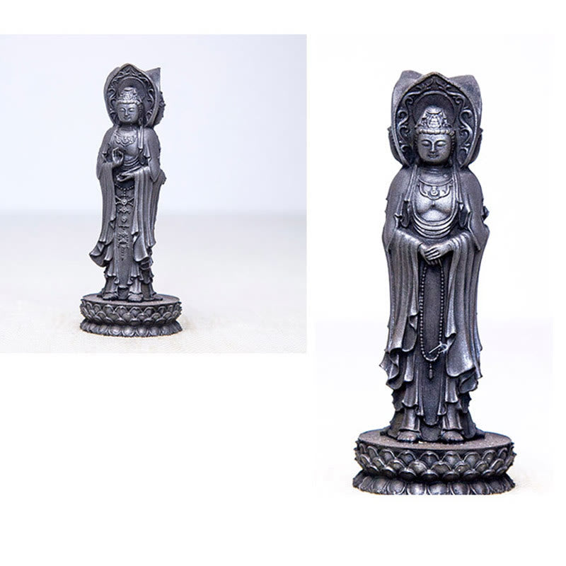 Buddha Stones三面観音 観音菩薩 鉄粉錆鋳造樹脂像 富の机上装飾 - image 24