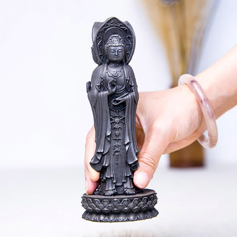 Buddha Stones三面観音 観音菩薩 鉄粉錆鋳造樹脂像 富の机上装飾 - image 20