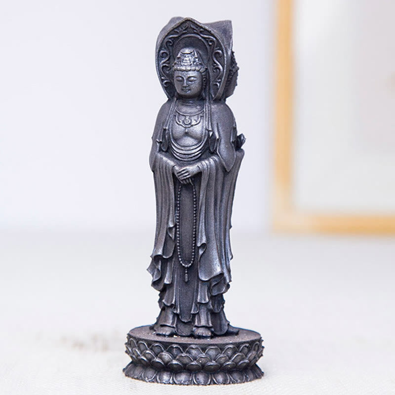 Buddha Stones三面観音 観音菩薩 鉄粉錆鋳造樹脂像 富の机上装飾 - image 19