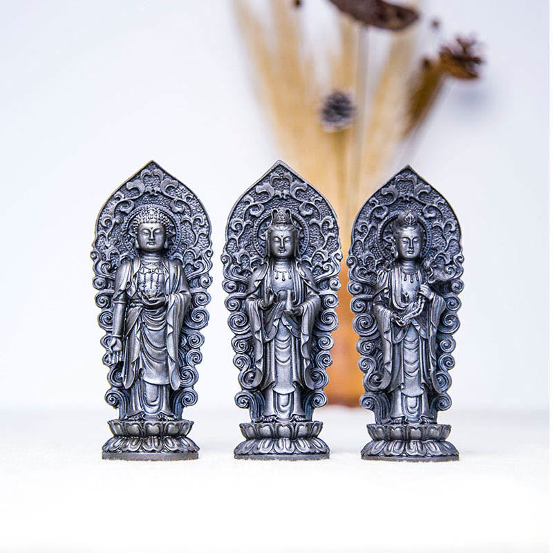 Buddha Stones手作り阿弥陀観音観音菩薩 Mahastamaprapta 鉄粉錆キャスト樹脂像装飾 - image 23