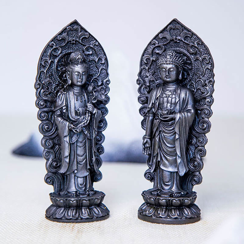 Buddha Stones手作り阿弥陀観音観音菩薩 Mahastamaprapta 鉄粉錆キャスト樹脂像装飾 - image 35