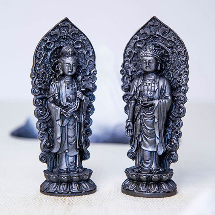 Buddha Stones手作り阿弥陀観音観音菩薩 Mahastamaprapta 鉄粉錆キャスト樹脂像装飾 - image 35