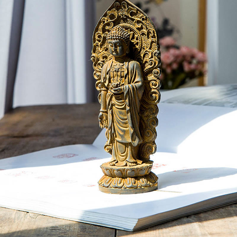 Buddha Stones手作り阿弥陀観音観音菩薩 Mahastamaprapta 鉄粉錆キャスト樹脂像装飾 - image 12
