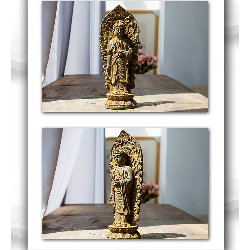 Buddha Stones手作り阿弥陀観音観音菩薩 Mahastamaprapta 鉄粉錆キャスト樹脂像装飾 - image 13