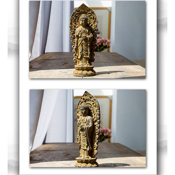 Buddha Stones手作り阿弥陀観音観音菩薩 Mahastamaprapta 鉄粉錆キャスト樹脂像装飾 - image 13