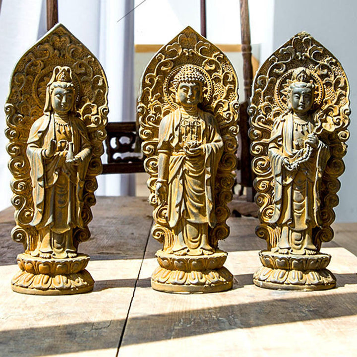 Buddha Stones手作り阿弥陀観音観音菩薩 Mahastamaprapta 鉄粉錆キャスト樹脂像装飾 - image 19
