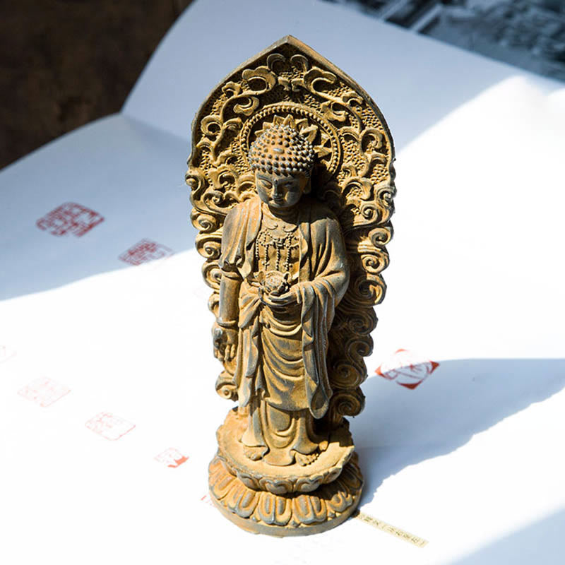 Buddha Stones手作り阿弥陀観音観音菩薩 Mahastamaprapta 鉄粉錆キャスト樹脂像装飾 - image 10