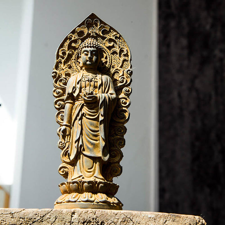 Buddha Stones手作り阿弥陀観音観音菩薩 Mahastamaprapta 鉄粉錆キャスト樹脂像装飾 - image 9