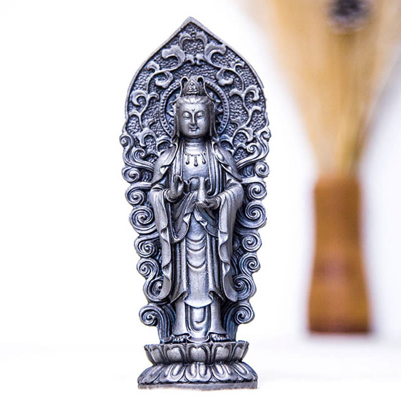 Buddha Stones手作り阿弥陀観音観音菩薩 Mahastamaprapta 鉄粉錆キャスト樹脂像装飾 - image 31