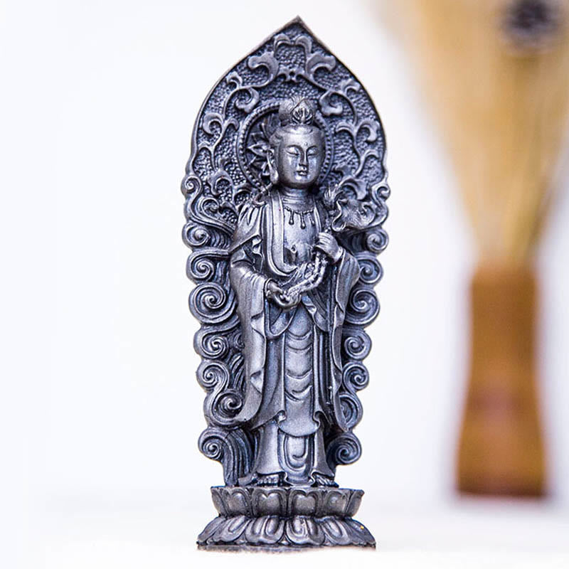 Buddha Stones手作り阿弥陀観音観音菩薩 Mahastamaprapta 鉄粉錆キャスト樹脂像装飾 - image 24