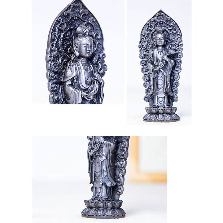 Buddha Stones手作り阿弥陀観音観音菩薩 Mahastamaprapta 鉄粉錆キャスト樹脂像装飾 - image 26