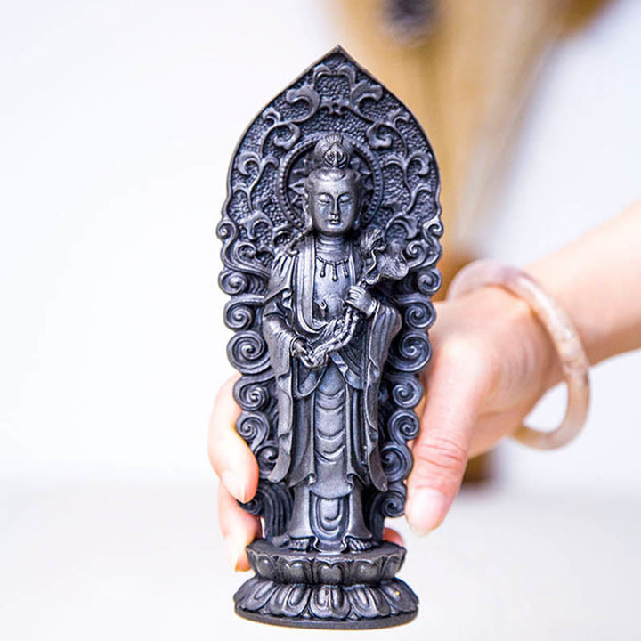 Buddha Stones手作り阿弥陀観音観音菩薩 Mahastamaprapta 鉄粉錆キャスト樹脂像装飾 - image 25