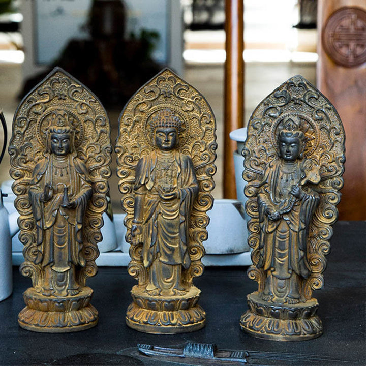 Buddha Stones手作り阿弥陀観音観音菩薩 Mahastamaprapta 鉄粉錆キャスト樹脂像装飾 - image 20
