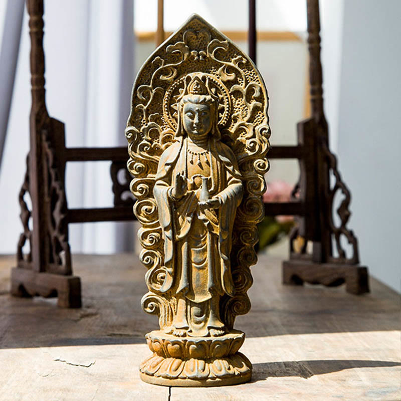 Buddha Stones手作り阿弥陀観音観音菩薩 Mahastamaprapta 鉄粉錆キャスト樹脂像装飾 - image 17