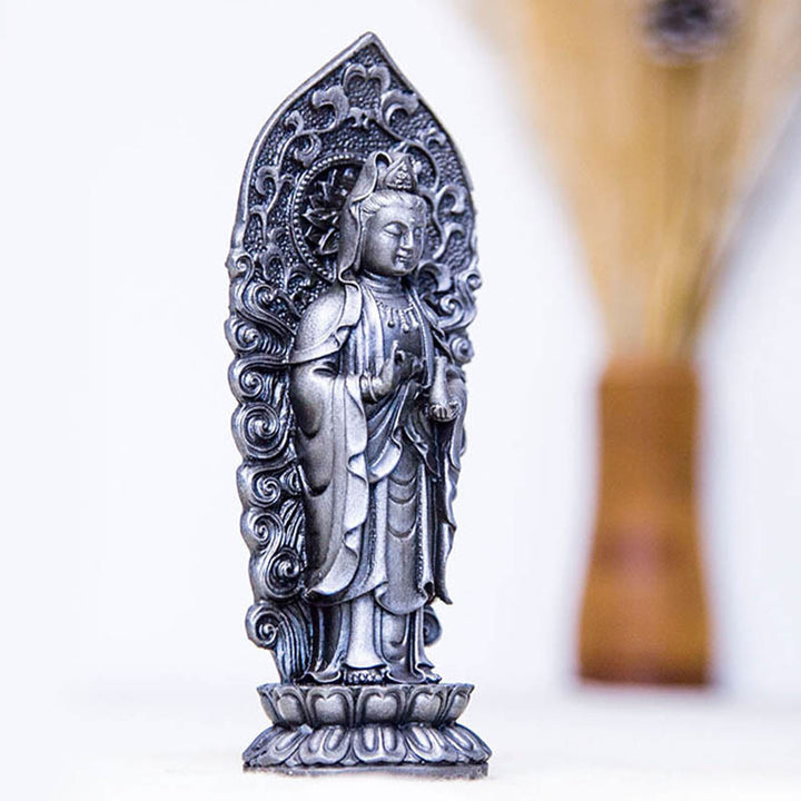 Buddha Stones手作り阿弥陀観音観音菩薩 Mahastamaprapta 鉄粉錆キャスト樹脂像装飾 - image 33