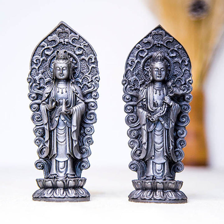 Buddha Stones手作り阿弥陀観音観音菩薩 Mahastamaprapta 鉄粉錆キャスト樹脂像装飾 - image 37