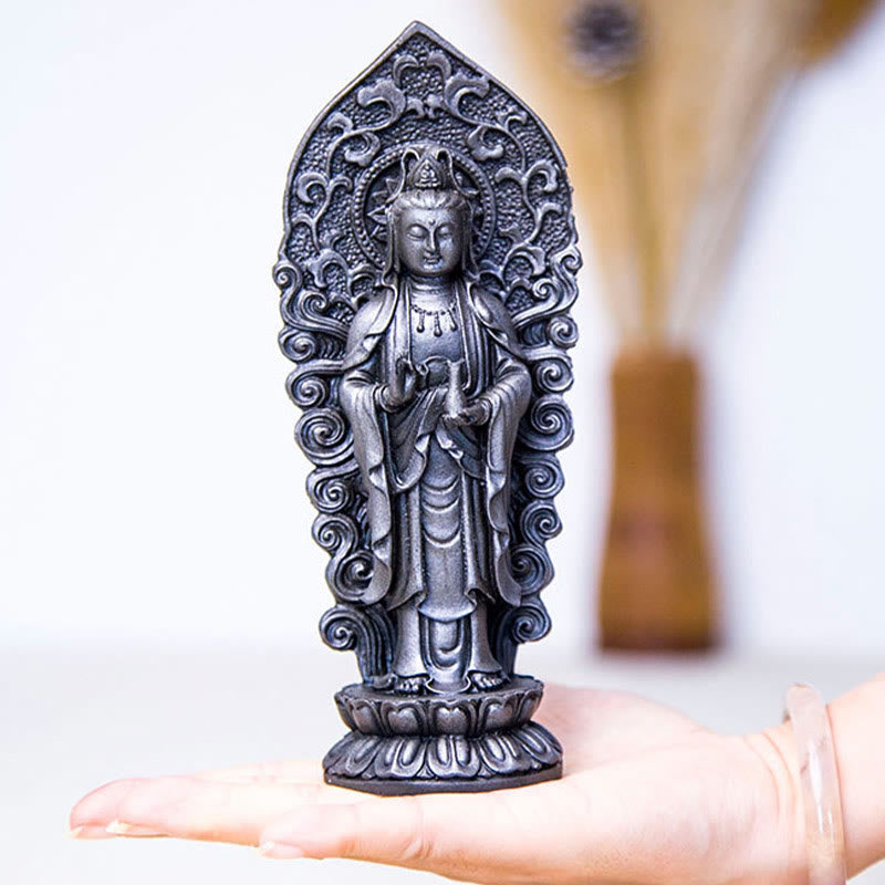 Buddha Stones手作り阿弥陀観音観音菩薩 Mahastamaprapta 鉄粉錆キャスト樹脂像装飾 - image 32