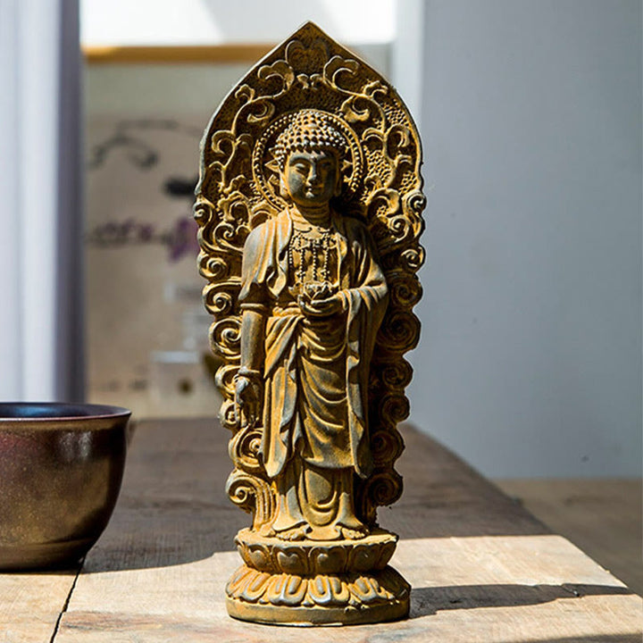 Buddha Stones手作り阿弥陀観音観音菩薩 Mahastamaprapta 鉄粉錆キャスト樹脂像装飾 - image 11