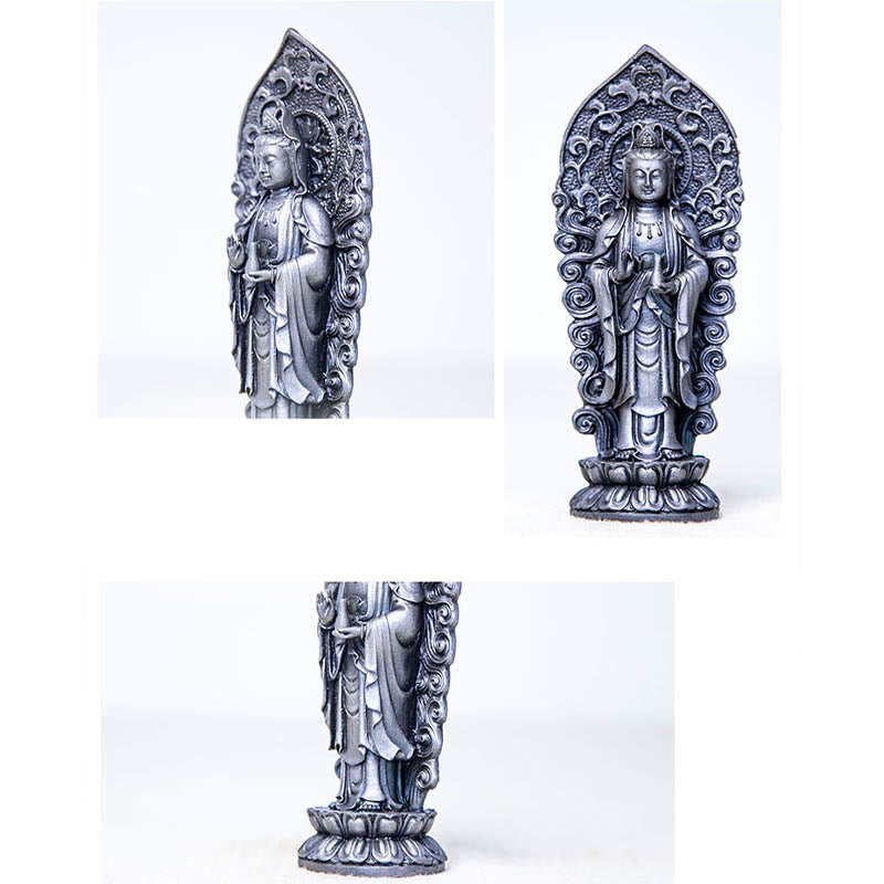 Buddha Stones手作り阿弥陀観音観音菩薩 Mahastamaprapta 鉄粉錆キャスト樹脂像装飾 - image 34
