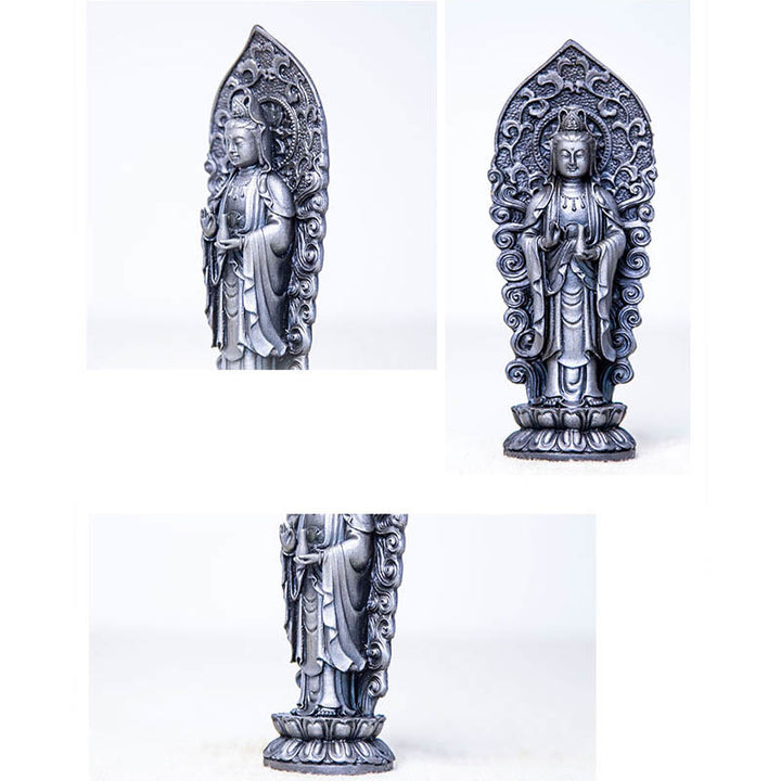 Buddha Stones手作り阿弥陀観音観音菩薩 Mahastamaprapta 鉄粉錆キャスト樹脂像装飾 - image 34
