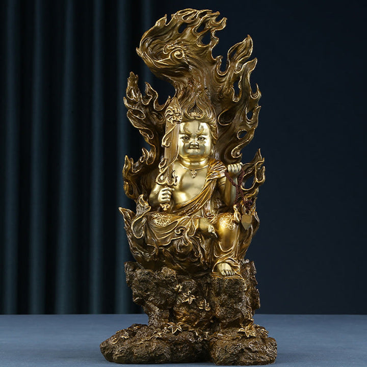 Buddha Stones不動明王 仏像 静寂の銅像 家へのお供え装飾 - 無表情仏陀 15*12.5*33cm - image 0