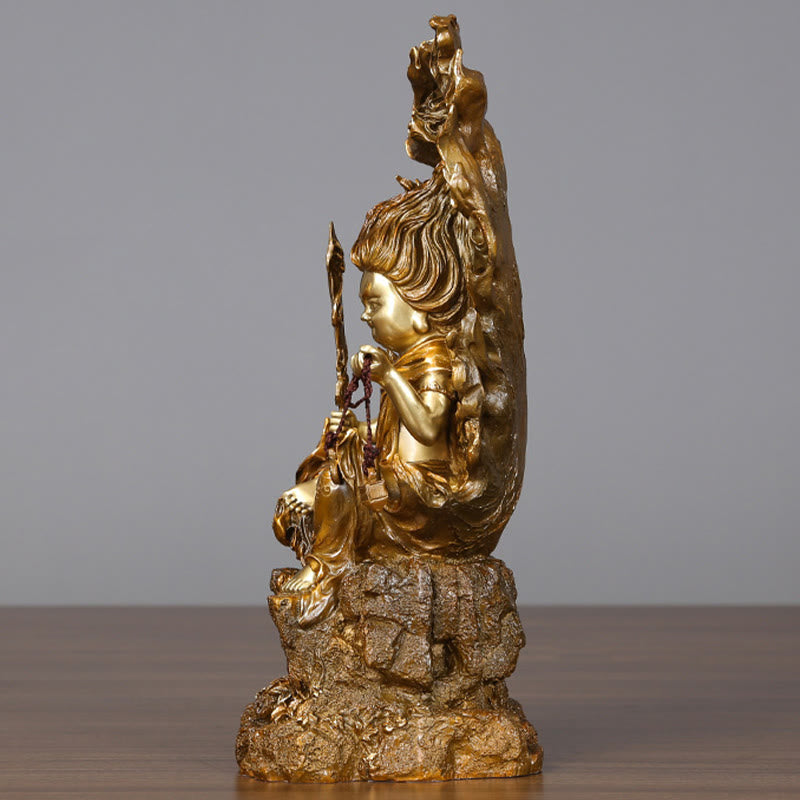 Buddha Stones不動明王 仏像 静寂の銅像 家へのお供え装飾
