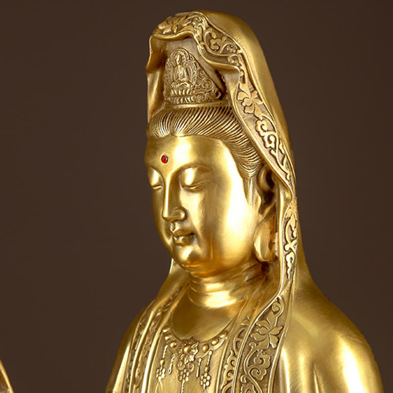 Buddha Stones観音菩薩 富の真鍮銅像 家庭用デスク装飾