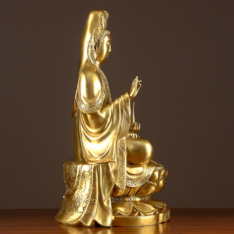 Buddha Stones観音菩薩 富の真鍮銅像 家庭用デスク装飾 - image 8