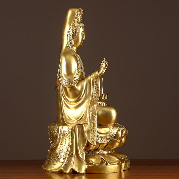 Buddha Stones観音菩薩 富の真鍮銅像 家庭用デスク装飾 - image 8