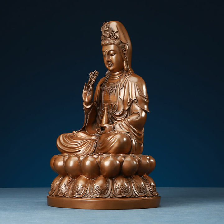 Buddha Stones観音菩薩 蓮華 富 銅像 家庭用 デスク装飾