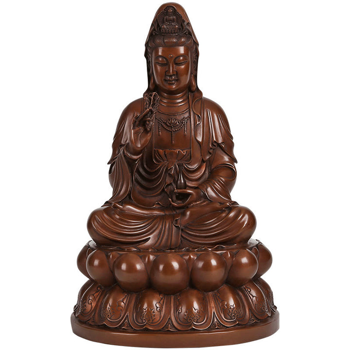 Buddha Stones観音菩薩 蓮華 富 銅像 家庭用 デスク装飾