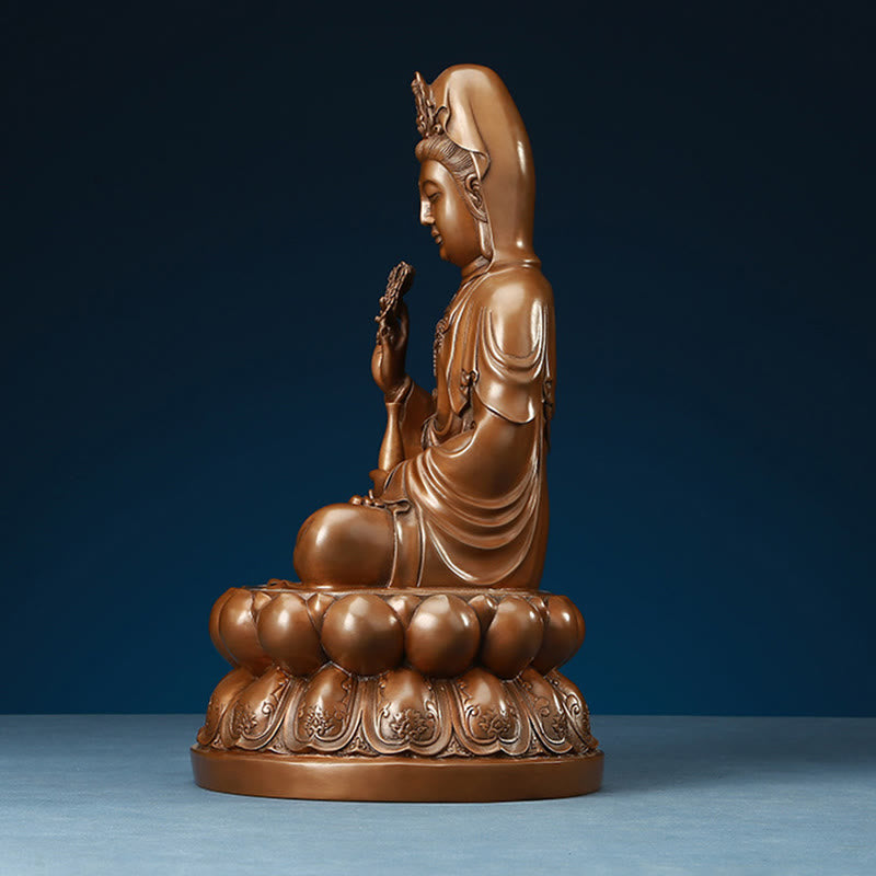 Buddha Stones観音菩薩 蓮華 富 銅像 家庭用 デスク装飾