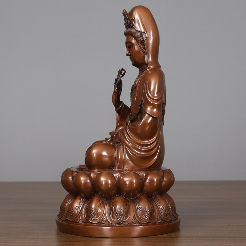 Buddha Stones観音菩薩 蓮華 富 銅像 家庭用 デスク装飾