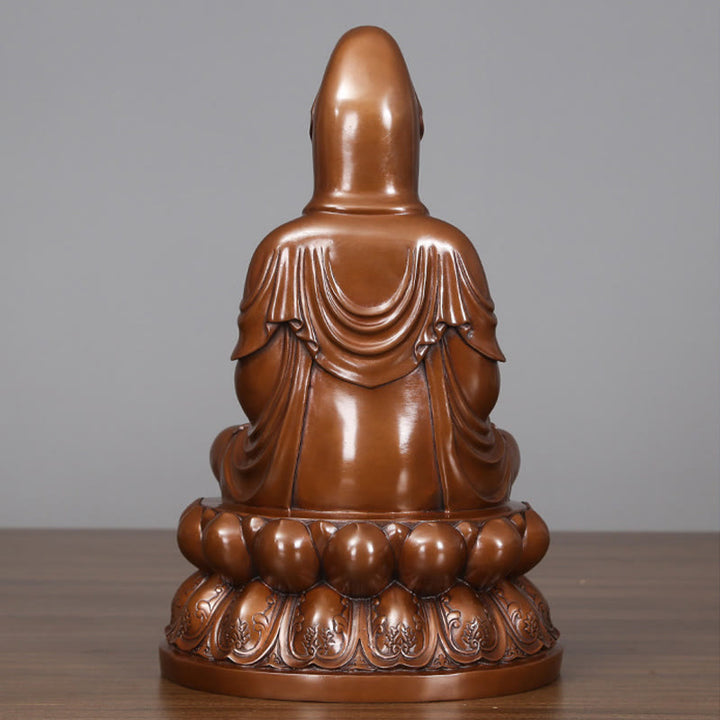 Buddha Stones観音菩薩 蓮華 富 銅像 家庭用 デスク装飾