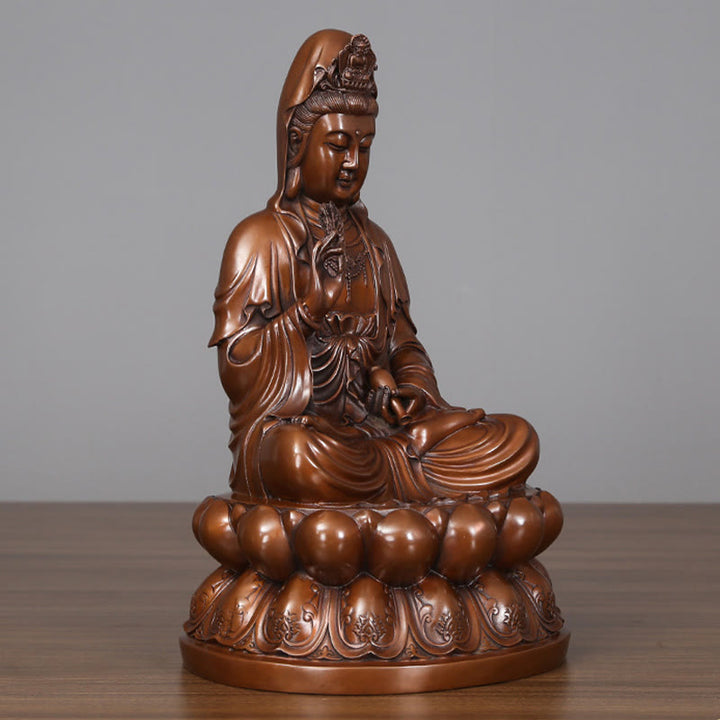 Buddha Stones観音菩薩 蓮華 富 銅像 家庭用 デスク装飾